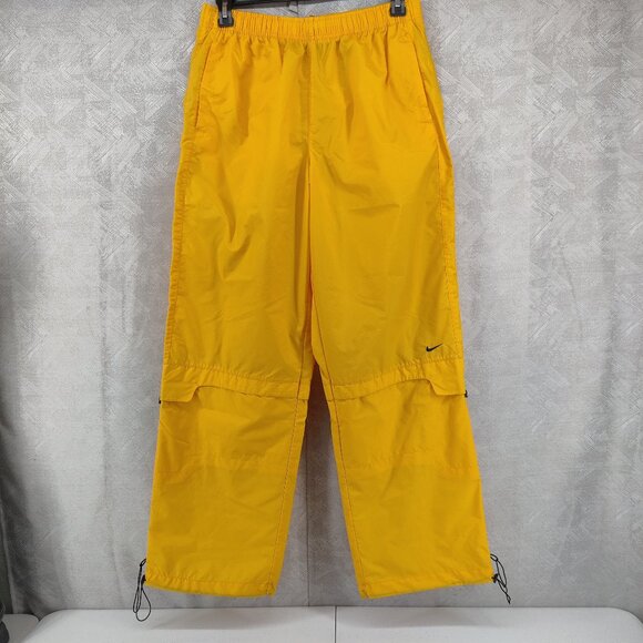 Vintage Nike Pants Mens Large Yellow Track Windbreaker Cargo Swoosh Drawstring - Picture 1 of 14